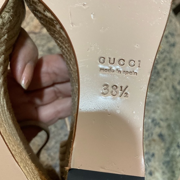 Gucci Open Toe Wedge Sandal, Beige Suede, 4.5 Inch Heel Height, Sz 38.5 / Sz 8.5 - Picture 11 of 12